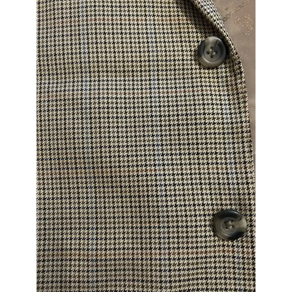 Pronto Moda Italia Blazer 52R Houndstooth Silk Wool Cashmere Lana Lux Sport Coat